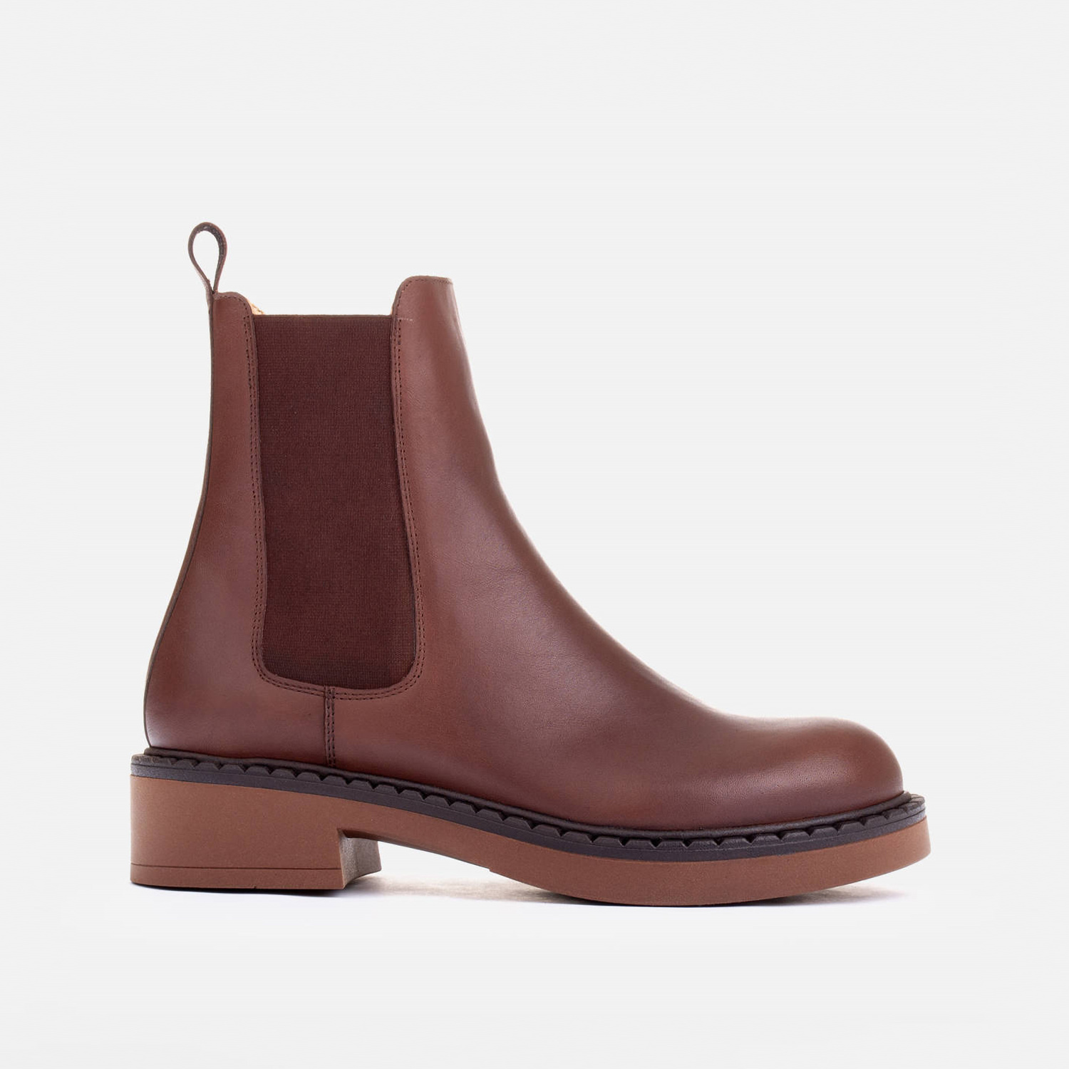 Brown Chelsea boots with a thicker sole